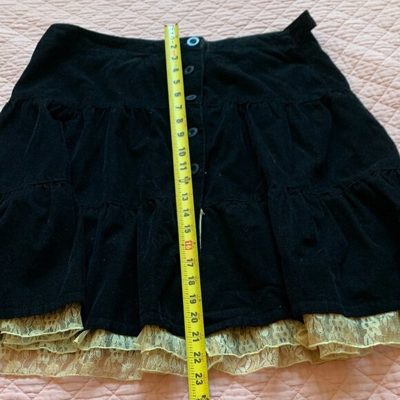 NEVADA - Fine Wale Corduroy Skirt - Brown Button-Front with lace hem - Size 16 - Picture 12 of 12